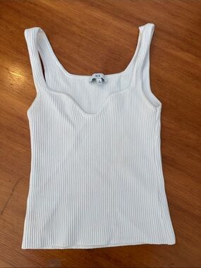 NSR White Ribbed Sweetheart Neck Tank